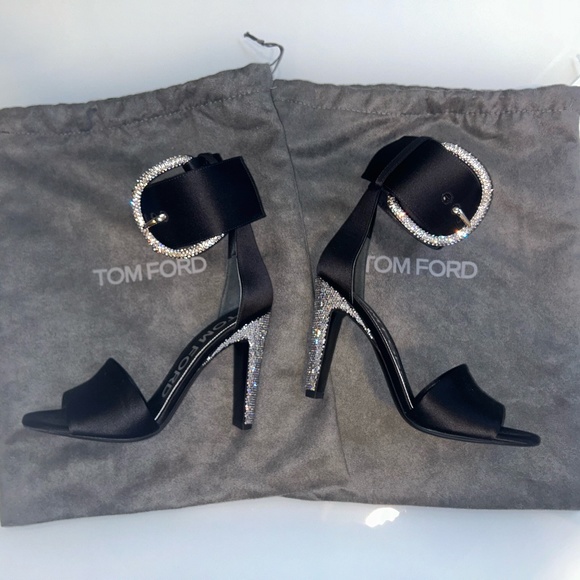 TOM FORD Crystal-embellished satin sandals, size 37.5 - Picture 4 of 6